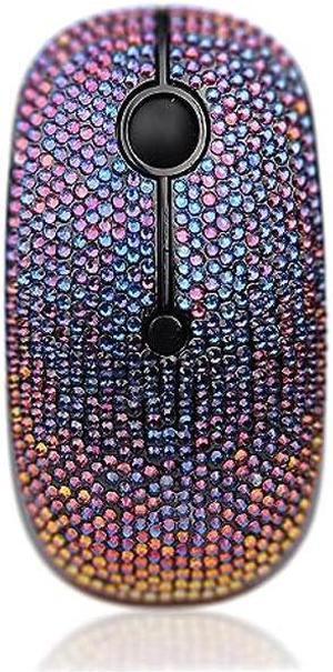 WONGS Unique Luxury Austrian Bling Dazzle Jeweled Rhinestone Crystal Wireless Mouse for Computers and Laptops, Office Gifts for Girls - Gradient Blue
