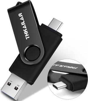 THKAILAR 256gb USB 3.1 Flash Drive-2 in 1 USB C Flash Drive Compatible with Android Phone PC Galaxy Mac Pro Laptops PC High Speed Data Transfer(Black)