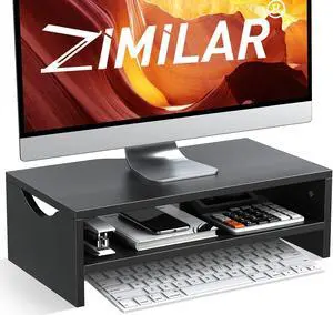 Zimilar Monitor Stand, 2-Tier Laptop Computer Monitor Stand Riser for PC, iMac, Desktop Wooden Screen Stand with Storage Organizer for Home Office