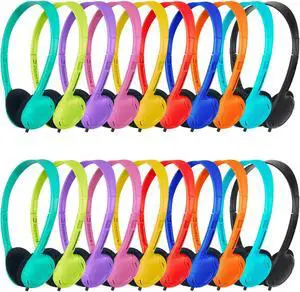 ZNXZXP Kids Headphones Bulk 20 Pack for School Classroom School Student Children Toddler Boys Girls Teen and Adult,Class Set of Headphones for Students Computer 3.5mm Jack (10 Multi Color)