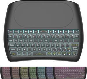Mini Bluetooth Keyboard, D8 Rechargeable Wireless Keyboard with Touchpad, Backlit Small Keyboard with IR Learning, 2.4G WiFi/BT4.2 Dual Mode for PC, TV Box, iOS, Android, Window, Mac OS