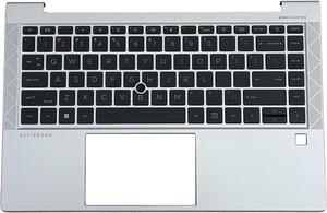 LTPRPTS Replacement Laptop Upper Case Palmrest Non-Backlit Keyboard Assembly Part for HP Elitebook 840 G8 M36310-001 M52492-001 Black