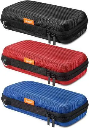 GLCON 3 Colors Hard EVA Protective Case - Portable Storage for Charging Cable, Power Bank, Hard Drive, Cell Phone, External Battery - Small Travel Case With Mesh Inner Pocket + Zipper Enclosure