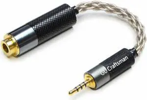 GUCraftsman 2.5mm Balanced Male to 4.4mm Balanced Female Portable Headphone Adapter Cable 6N Single Crystal Silver Headphone Jack Convert Cable for Audio Players with 2.5mm Balanced Ports
