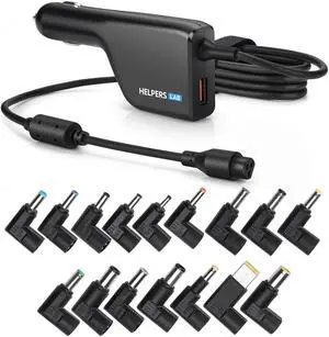 HELPERS LAB 108W Universal Laptop Car Charger 90W with QC3.0 18W DC Adapter Power Supply 16V 18.5V 19V 19.5V 20V for HP Dell IBM Lenovo Acer Asus Compaq Toshiba Samsung Sony Notebooks 12-24V