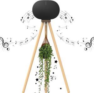 HOOKMEMO Black Walnut Wood Stand Compatible with Sonos Era 300 can be raised Era 300 speaker to 40.1 inches, (walnut+beech+33inch high+cable channel)