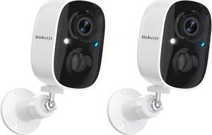 HnKeyjx Security Cameras Wireless Outdoor 2 Pack, 1080P WiFi Surveillance Indoor Home Camera Battery Powered, Night Vision AI Motion Detection 2-Way Talk Waterproof Siren Alarm Cloud/SD Storage