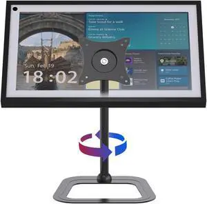 ITSHOM Mount for Echo Show 15 (1st, 2nd Gen), Swivel 270 Degrees Left and Right, Tilt 90 Degrees Up, Rotate 360 Degrees for Landscape or Portrait, Riser Show 15 Stand Made of Solid Steel (Black)