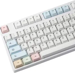 PBT Keycaps for Mechanical Keyboard 60% 65% 75% Cute Chalk Keycaps Set with Keycaps Puller Cherry Profile Key Caps for MX Switch Keyboard (English)