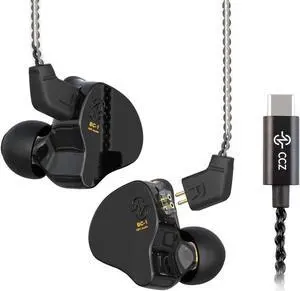 keephifi CCZ Melody USB C Headphones 1BA+1DD Dynamic Hybrid Wired Earbuds Rich HiFi Bass Earphone Type-C Earphones IEM for Runing Working(Black, USB C Without Mic)