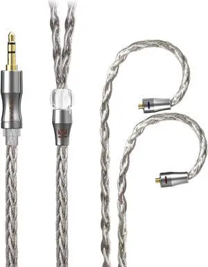MMCX Earphone Cable-KBEAR [Wide] 8 Core graphene OCC Silver plated Upgrade Cable, in-Ear Monitors Replacement Cable with 3.5mm Plug Suit for DMG T1PLUS FD3 SE846 I3 W60 Gems 7HZ FH5S (MMCX, 3.5Gray)