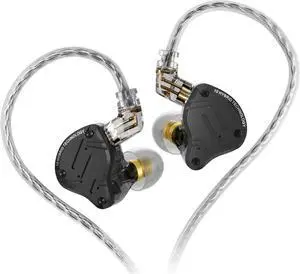 KZ ZS10 PRO X in Ear Monitor Earphone, 1DD 4BA Hybrid Driver Wired Earbuds, HiFi Headphones IEM with Alloy Faceplate Detachable 0.75mm 2PIN Cable for Audiophile Musician (Black, Without Mic)