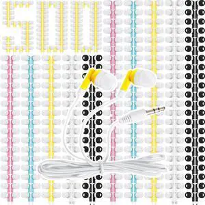 Kigeli 500 Packs Bulk Earbuds Headphones Earphones Kids in Ear Earbuds Colorful Classroom Headphone Wired Ear Buds Earphone Bulk for Smartphone Laptop Classroom School Library Kid Adult Supplies