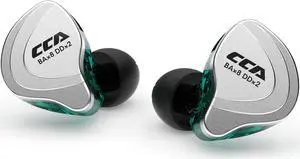 CCA C10 Wired Headphone, 4BA+1DD Hybrid HiFi in Ear Earbuds Monitor Headphone, Sports Stereo Noise Cancelling IEM Headphone with Detachable Cable for Singers (with Microphone, Cyan)...