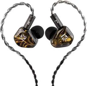 KBEAR KB01 In Ear Monitor Headphone Musician, Beryllium Diaphragm Dynamic Drvier HIFI IEM Earphone,Sports Wired Earbuds Headphone with 6N 4-Core OFC Cable for Audiophile Singers (Gold, No Mic)
