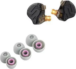 Linsoul KZ ZS10 PRO X Upgraded 1DD+4BA Hybrid Driver HiFi in Ear Earphones(Without Mic) + Kiwi Ears Flex Earbud Tips 3 Pairs, S/M/L Size