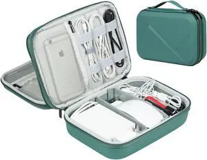 miloocul EVA Electronic Accessories Storage Case Large Shockproof Waterproof Storage Bag for Electronics Organizer Portable Cable Storage Bag for Travel or Work (Green, Double Layer)