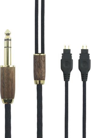 NewFantasia 6.35mm audio cable replacement upgrade cable Compatible with Sennheiser HD600, HD650, HD580, HD660S, HD58X, HD660S2, HD6XX Headphone 6N OCC Copper Silver Plated Cord Walnut Wood Shell