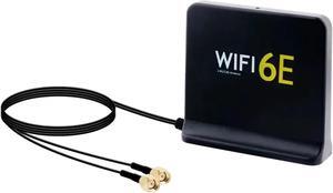 WiFi 6E 12dBi SMA Female Antenna with Tri-Band 2.4G/5.8G/6GHz 3FT RG174 RP-SMA Connector Magnetic Base High Gain Extension Antenna for PC Desktop Computer PCIe WiFi 6E Card WiFi Router