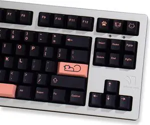 PBT Keycaps Dye Sub 129 Keys Cherry Profile Pink Cat Keycaps Set Fit for 60% 65% 95% Cherry Mx Switches Mechanical Keyboard
