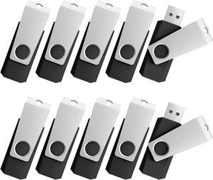 TOPESEL 10 Pack 32GB USB 2.0 Flash Drive Memory Stick Fold Storage Thumb Stick Pen Swivel Design (32G, 10PCS, Black)