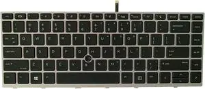 Backlight US Keyboard for HP ProBook 640 G4 / 645 G4 / 640 G5 Laptop Silver Frame with Pointer