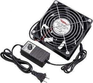 Wathai 120mm x 38mm 110V 220V AC Powered Axial Fan,12V Variable Speed Controller with AC Plug,for Receiver Xbox DVR Playstation Component Electronics Cooling and Cabinet Ventilation