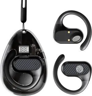 XCYZRY Open Ear Headphones Wireless Bluetooth 5.4, Open Ear Earbuds Noise Cancelling Running Sport Wireless Bluetooth Earbuds with Mic and Earhooks for Android/iOS (Black)