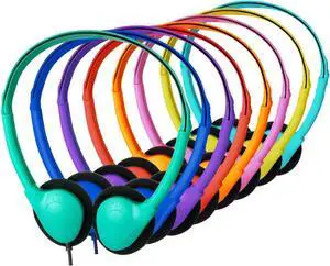 YFSFQS 20 Pack Bulk Classroom Headphones for Students Kids School Wholesale Headphones Class Set with 3.5mm Jack for Chromebook Laptop PC Computer (Mixed Colors)