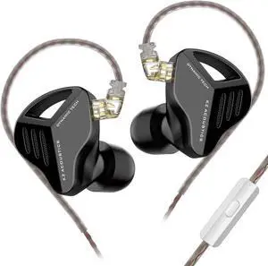 YINYOO KZ ZVX 10mm Dual Cavity Super Linear Dynamic Driver in-Ear Earphones with Detachable Cable, HiFi IEMs in-Ear Monitors for Audiophiles Musician (Black, with Mic)