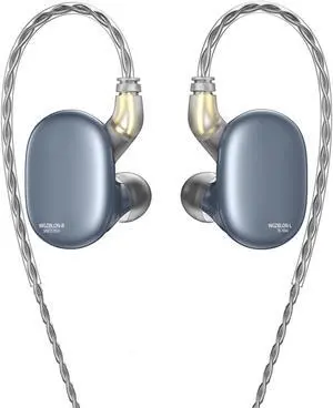 YINYOO BLON BL-MAX Monitor Earbuds, Dual Dynamic Drivers in Ear Drummer Headphones with 10mm Carbon Diaphragm + 6mm Lightweight Diaphragm, Wired Earphones with Zinc Alloy Shell (Blue, Without mic)