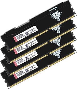Yongxinsheng DDR3 16GB Kit (4GBx4) Desktop RAM 1600MHz PC3-12800 UDIMM Non-ECC Unbuffered 1.5V 2Rx8 Dual Rank 240 Pin CL11 PC Computer Memory Upgrade Module (Black)