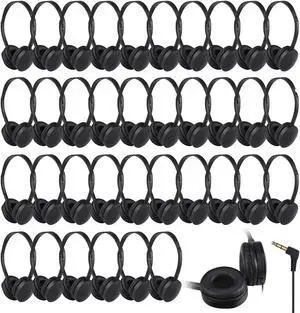 ZHENWAY Kids Headphones Bulk 36 Pack for Classroom School,Wholesale Durable Earphones Class Set for Students Teens Children and Adult(003 Black Headphones)
