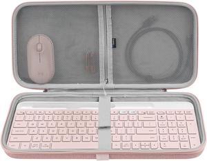 GEEKRIA Hard Shell Keyboard Case Compatible with Logitech K580, K585 Slim Multi-Device, MK470 Slim Wireless, Carrying Bag for Compact Mouse Compatible with Logitech MX Anywhere 3 (Pink)