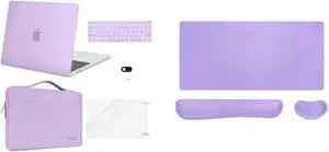 MOSISO Keyboard Mouse Pad Set,Large Gaming Mouse Pad&Wrist Rest Support&Compatible with MacBook Pro 13 inch Case M2 M1 2023-2016, Bag&Keyboard Skin&Webcam Cover&Screen Protector,Light Purple