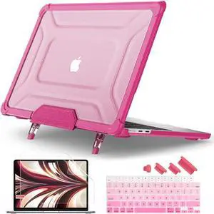 Batianda Case for M4 New MacBook Air 13.6 inch 2025 2024 2022 Model A3240/A3113/A2681- Full Protection Anti-Collision Design Foldable Stand TPU Bumper - Durable Scratch-Resistant, Pink