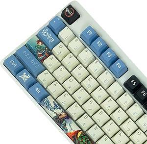 Hokeyio Japanese Anime Demon Slayer Keycaps 108 PBT Dye Sublimation OEM Profile for Cherry Mx Gateron Kailh Switch Mechanical Keyboard Colorful (Only keycaps)