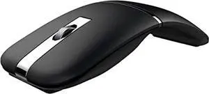 Wireless Arc Mouse,Bluetooth 2.4GHz Dual-Mode Rechargeable,Foldable Wireless Mouse with USB Receiver,180 deg Rotation,Silent Click,Suitable for Portable Computer Mouse on PC,Laptop,MacBook (Black)