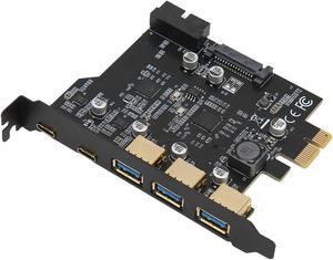 Usb C Pcie Card, Pcie Usb Card, Pcie 1x To Usb Expansion Card 3xusb3.0 2xtype C 19pin 5 Port Expansion Adapter Card Thunderbolt Card Usb C Card Usb Pcie Card For Pc for Pc Desktop
