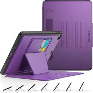 SEYMAC stock Case for iPad 9th/8th/7th Generation 10.2'', Strong Magnetic Auto Sleep Shockproof Case with Absorbing Multi-Angles Stand, Pen Holder, Card Slot for iPad 10.2 Inch 2021/2020/2019 (Purple)