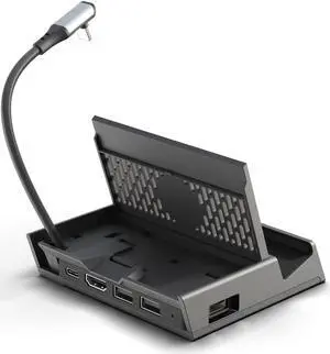 Skull & Co. x Savage Raven SteamDock PRO: A Compact and Portable Dock with Detachable USB Hub HDMI TV Adapter for Steam Deck ROG Ally & Other Devices (for Switch OLED, Smartphone, Laptop) - Black