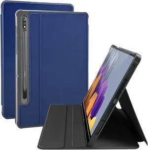 SSS·GRGB Case for 11" Samsung Galaxy Tab S8 2022/Tab S7 2020(SM-X700/X706/T870/T875/T878) with S Pen Holder, Hard PC Back, Shock Proof Stand Folio Protective Tablet Cover, Auto Wake/Sleep, Navy Blue