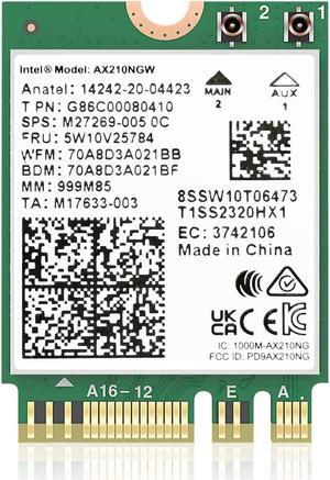 AX210NGW WiFi 6E Card M.2 5400Mbps Tri-Band Wireless Module for laptop,11AX WiFi Adapter with Bluetooth 5.3,MU-MIMO, Ultra-Low Latency, NGFF, Supports Windows 11/10 (64bit)