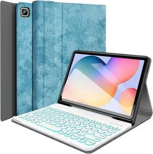 Wineecy Backlit Keyboard Case for Samsung Galaxy Tab S6 Lite 10.4" 2022/2020 (SM-P610/P613/P615/P619), Protective Cover Case with Detachable Wireless Keyboard for Galaxy Tab S6 Lite 10.4 Tablet