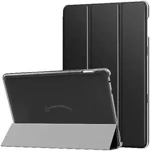 SaharaCase Tri-Fold Folio Case for Amazon Fire HD 10 (2021) [Shockproof Bumper] Rugged Leather Antislip Grip Slim Fit Kickstand (Black)