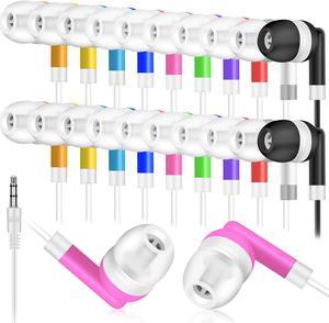 ZXQZYM 50 Pack Bulk Kids Earbuds for Classroom Student Wired Headphones in Ear Earbuds for School Librariy 3.5mm Multi Colored Wholesale Earphones for Chromebook Laptop PC (10 Colors)