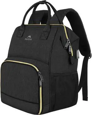 MATEIN Lunch Backpack for Men Women, 17 Inch Large Insulated Cooler Backpack with USB Charging Port, Water Resistant Lunch Box Back Pack Travel Laptop for Men Teacher Work Picnic College Nurse, Black