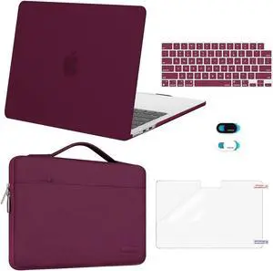 MOSISO Compatible with MacBook Air 13 inch Case 2025 2024 2023 2022 M4 A3240 M3 A3113 M2 A2681, Hard Shell&Sleeve Bag&Keyboard Skin&Webcam Cover&Screen Film for MacBook Air 13.6 inch, Burgundy