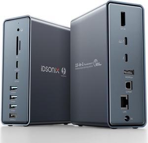 iDsonix Thunderbolt 3 Dock Dual Monitor for MacBook, 15 in 1 USB C Docking Station Dual Monitor with Thunderbolt 3, DP, 3XUSB(10Gbps), 4XUSB A, Gigabit Ethernet, 65W Power Adapter for Mac & Windows