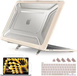 [ 2022 Honeycomb Fold Kickstand ] May Chen Compatible with MacBook Pro 16 inch Case with Touch Bar, 2019 2020 Release Model A2141, Heavy Duty Dual Layer Hard Shell Case CoverElegant Apricot
